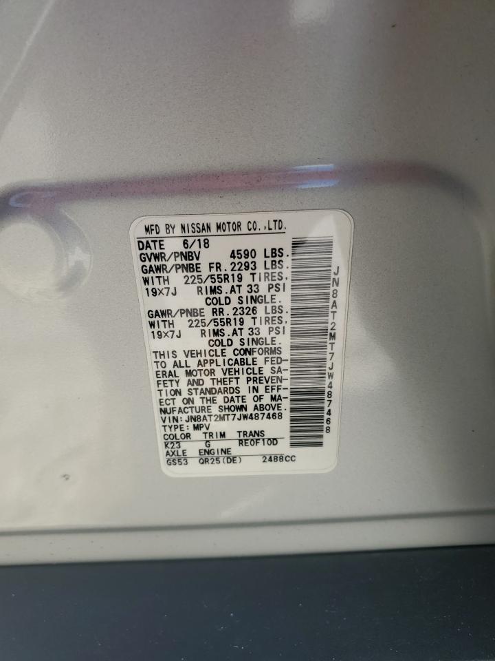 2018 Nissan Rogue S VIN: JN8AT2MT7JW487468 Lot: 91024085