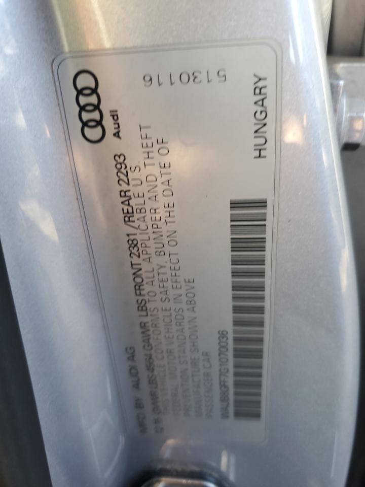 2016 Audi A3 Premium VIN: WAUB8GFF7G1070036 Lot: 87032485