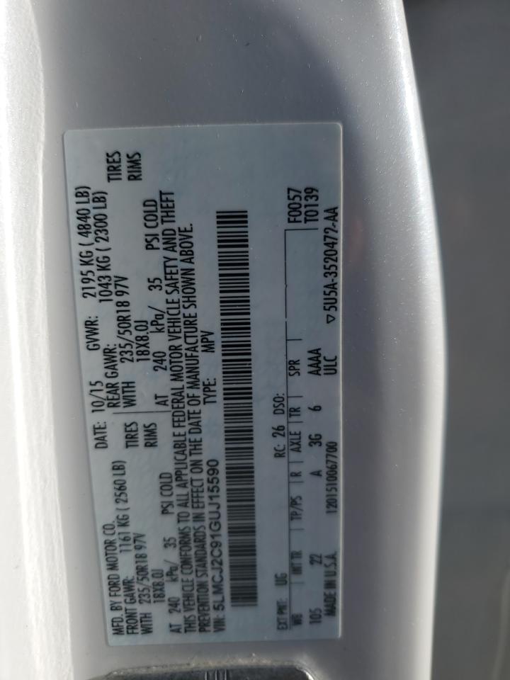 2016 Lincoln Mkc Select VIN: 5LMCJ2C91GUJ15590 Lot: 86810375