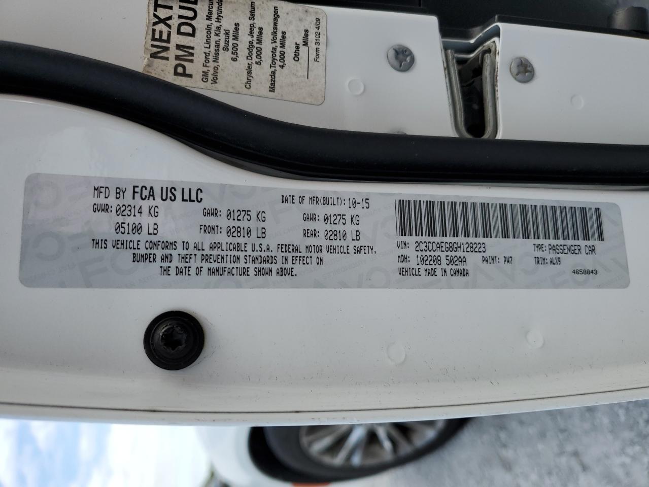 2016 Chrysler 300C VIN: 2C3CCAEG8GH128223 Lot: 90519865