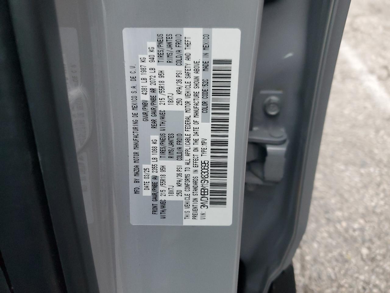 2025 Mazda Cx-30 Select VIN: 3MVDMBBM1SM830695 Lot: 85373885