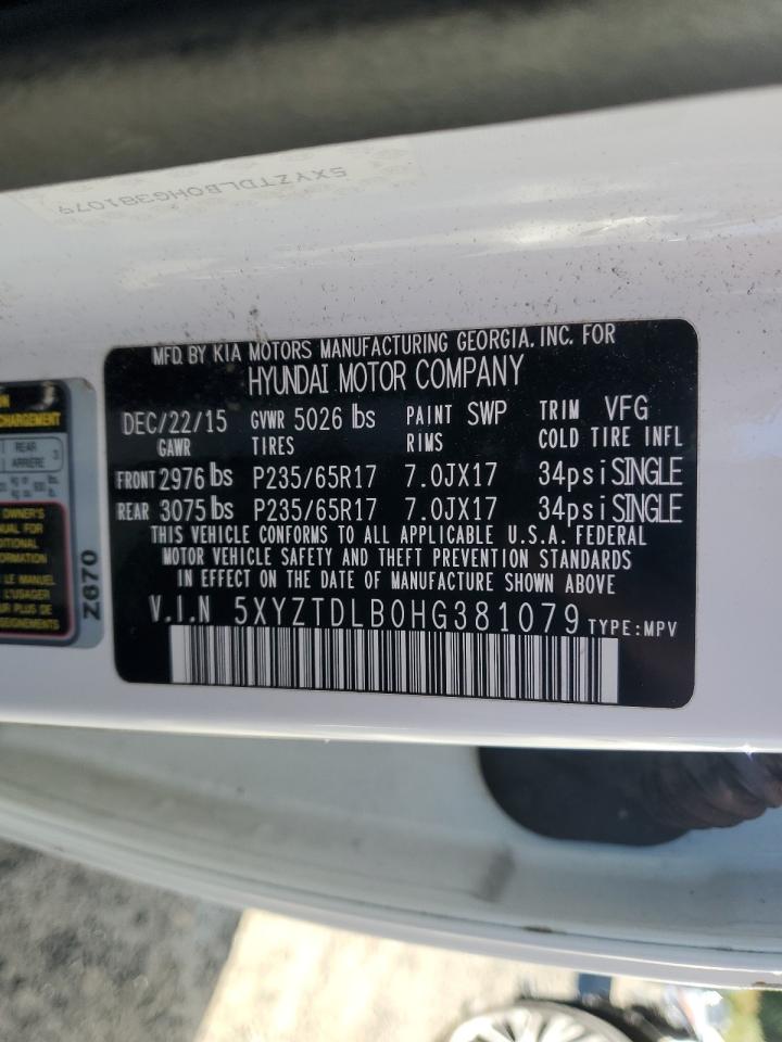 2017 Hyundai Santa Fe Sport VIN: 5XYZTDLB0HG381079 Lot: 84408115