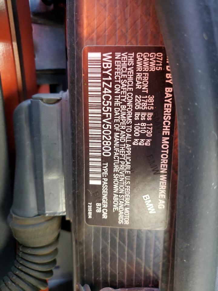2015 BMW I3 Rex VIN: WBY1Z4C55FV502800 Lot: 86177465