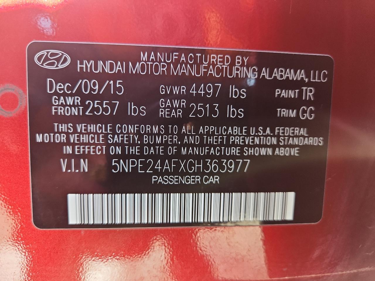 2016 Hyundai Sonata Se VIN: 5NPE24AFXGH363977 Lot: 81244555