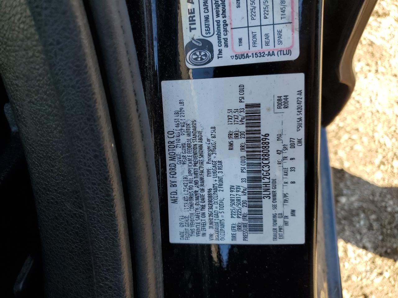 2012 Lincoln Mkz VIN: 3LNHL2GC3CR808896 Lot: 85555055