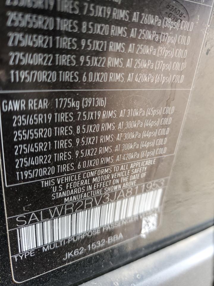 2018 Land Rover Range Rover Sport Hse VIN: SALWR2RV3JA811953 Lot: 85390715