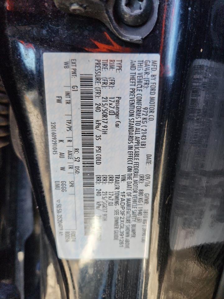 2016 Ford Focus Se VIN: 1FADP3F2XGL391261 Lot: 85517505