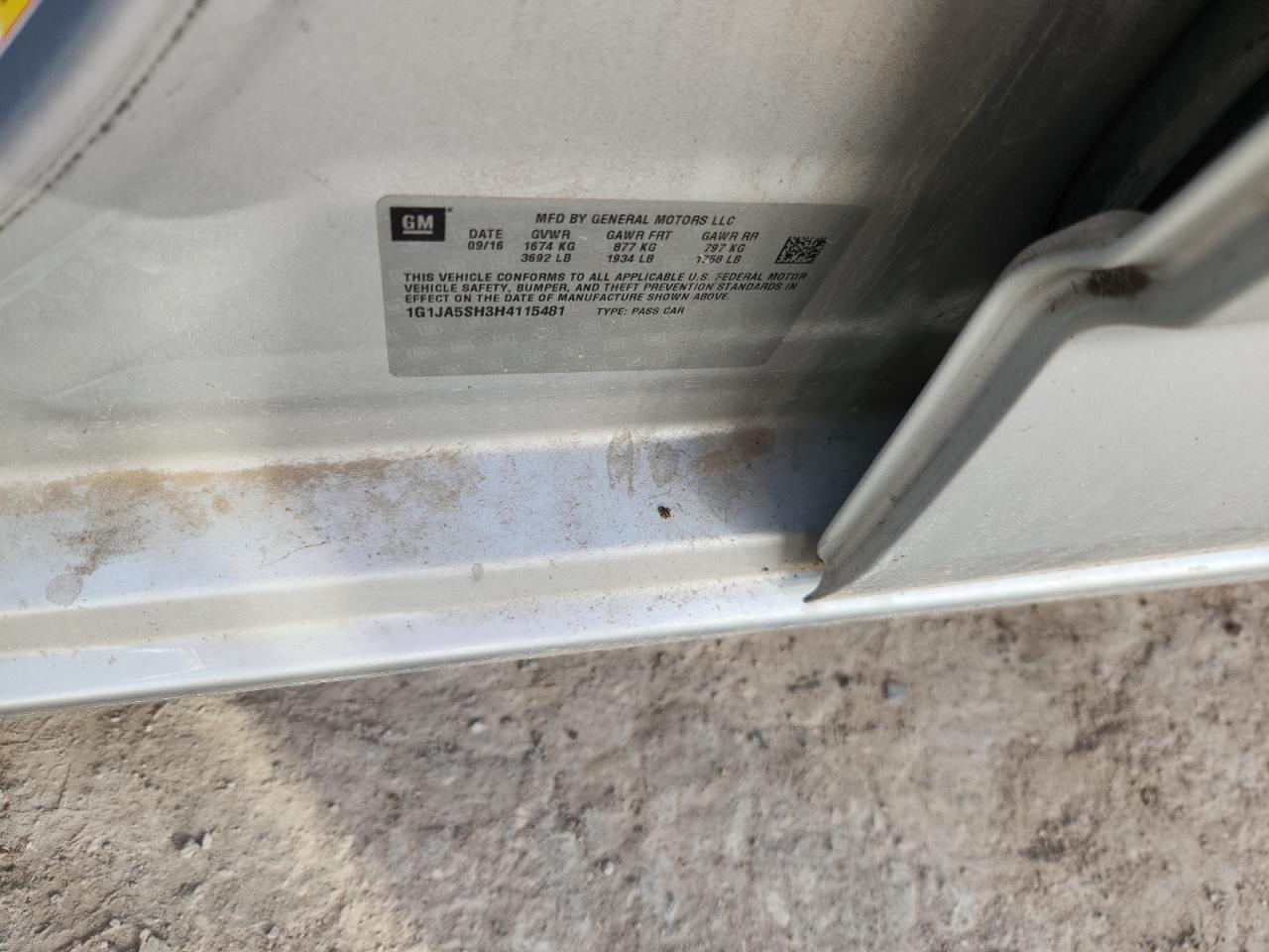 2017 Chevrolet Sonic Ls VIN: 1G1JA5SH3H4115481 Lot: 86145705