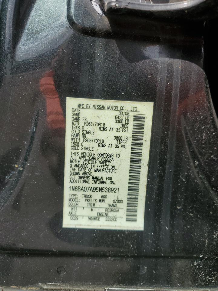 2005 Nissan Titan Xe VIN: 1N6BA07A95N538921 Lot: 85865305
