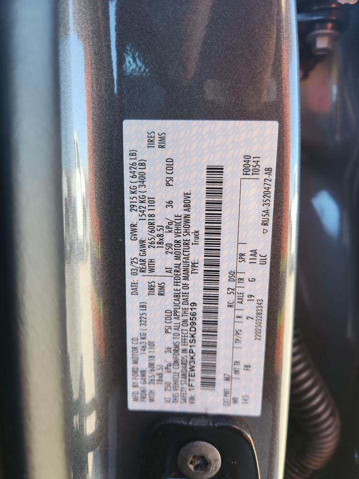 2025 Ford F150 Xlt VIN: 1FTEW3KP1SKD95619 Lot: 86685385