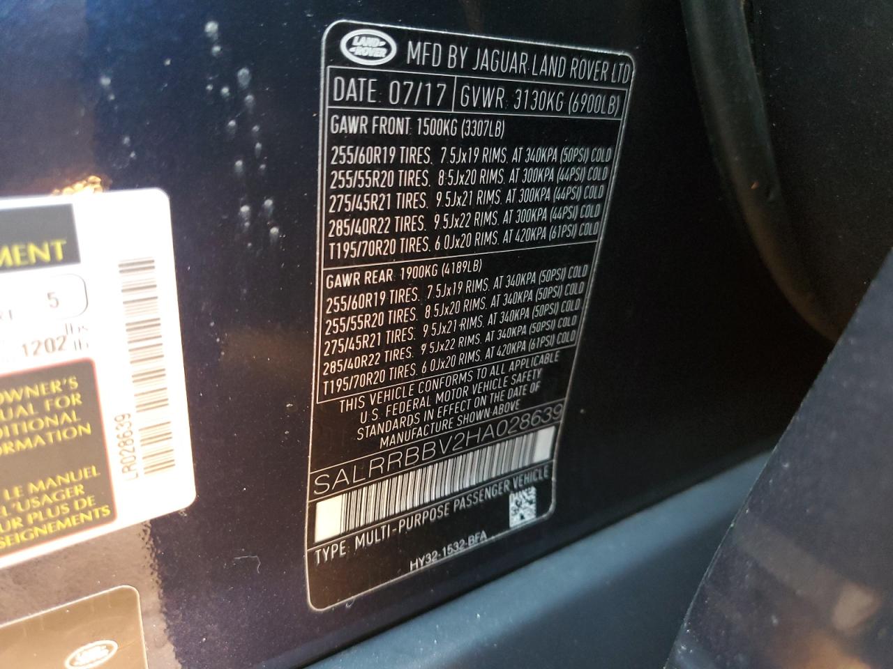 2017 Land Rover Discovery Hse VIN: SALRRBBV2HA028639 Lot: 82229045