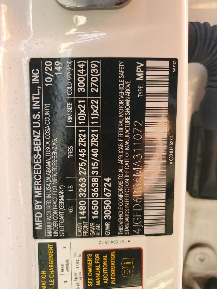 2021 Mercedes-Benz Gle Coupe Amg 53 4Matic VIN: 4JGFD6BB6MA311072 Lot: 86451035