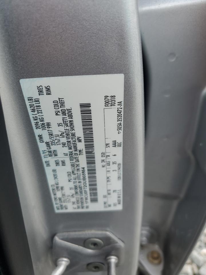 2016 Ford Escape S VIN: 1FMCU0F72GUB66864 Lot: 85257135