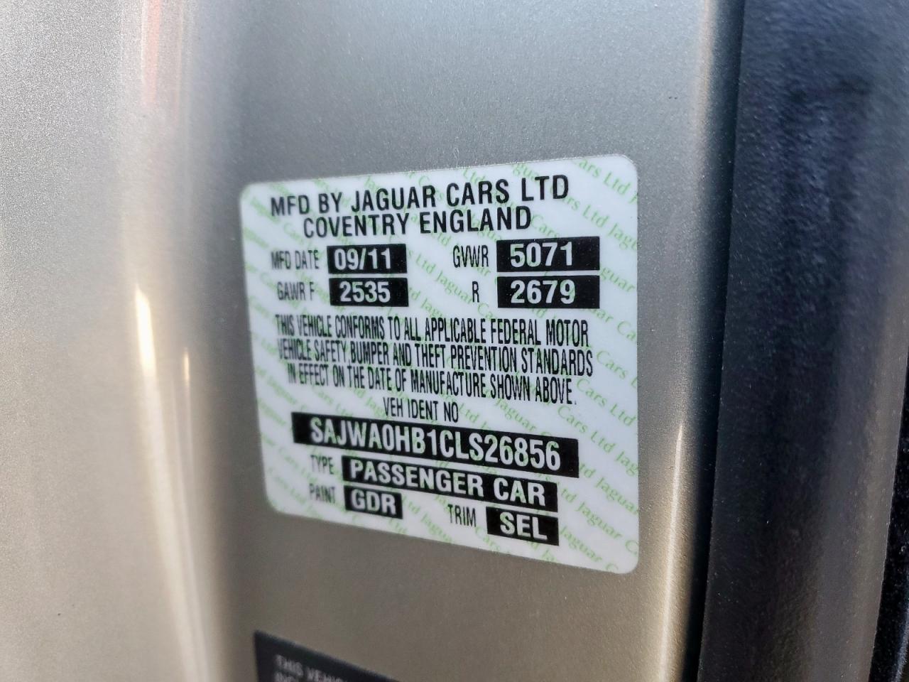 2012 Jaguar Xf Portfolio VIN: SAJWA0HB1CLS26856 Lot: 81847515