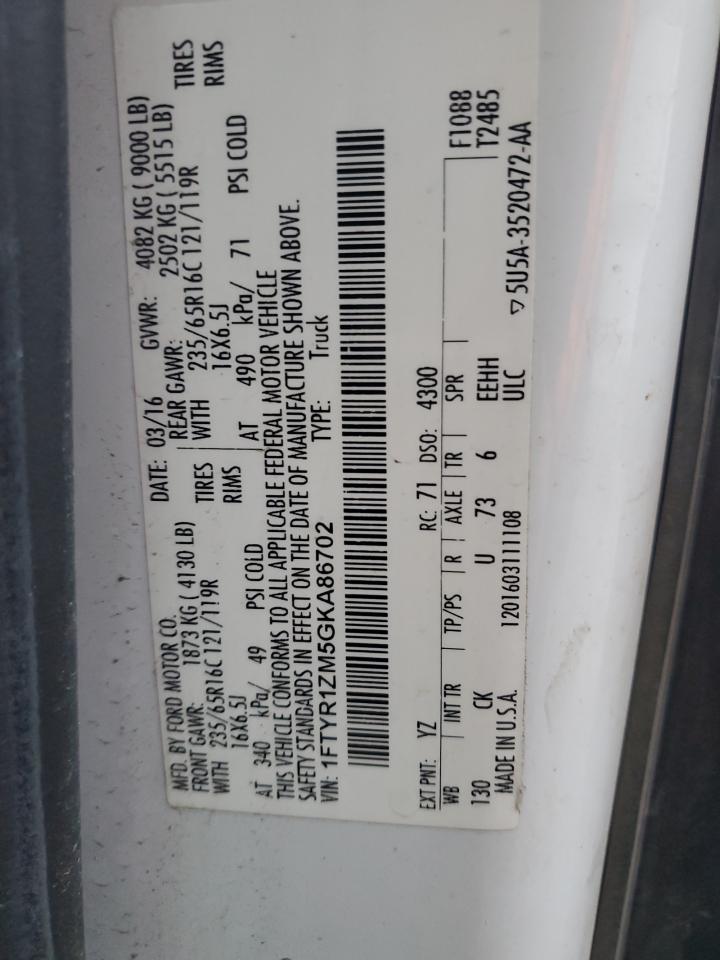 2016 Ford Transit 250 Delivery Van VIN: 1FTYR1ZM5GKA86702 Lot: 87466975