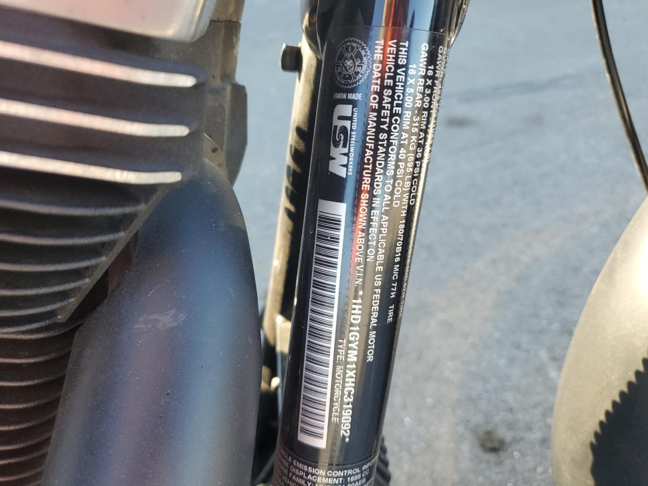 2017 Harley-Davidson Fxdf Dyna Fat Bob VIN: 1HD1GYM1XHC319092 Lot: 85108465