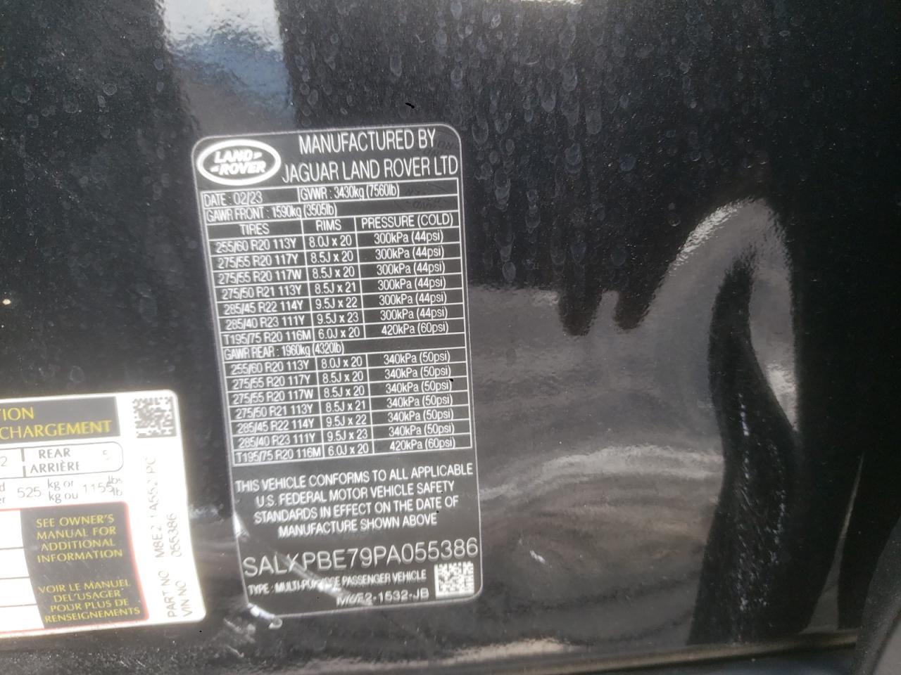 2023 Land Rover Range Rover Se VIN: SALKPBE79PA055386 Lot: 90321335