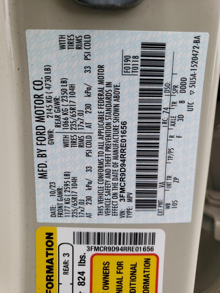 2024 Ford Bronco Sport Badlands VIN: 3FMCR9D94RRE01656 Lot: 90322405