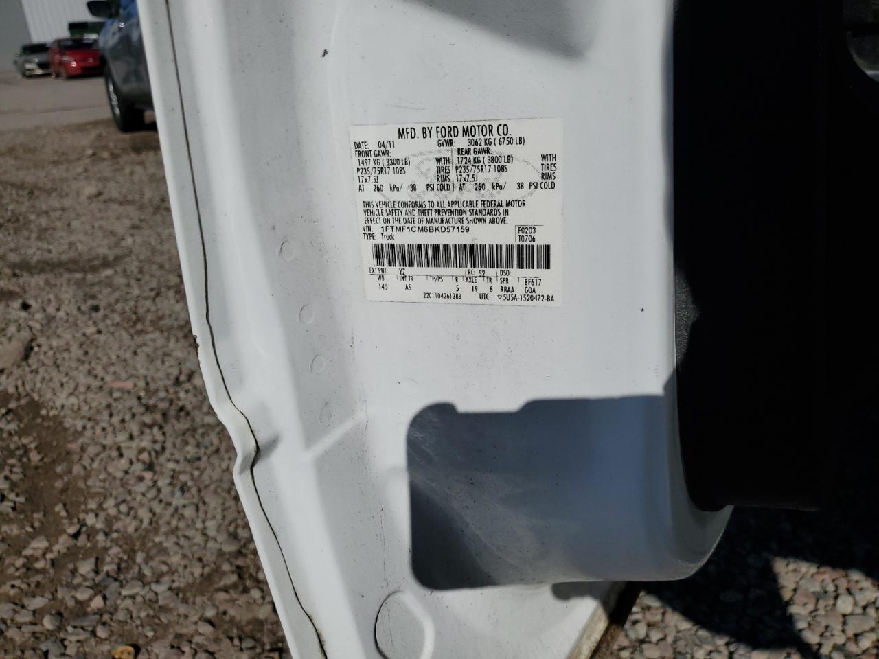 2011 Ford F150 VIN: 1FTMF1CM6BKD57159 Lot: 82312975