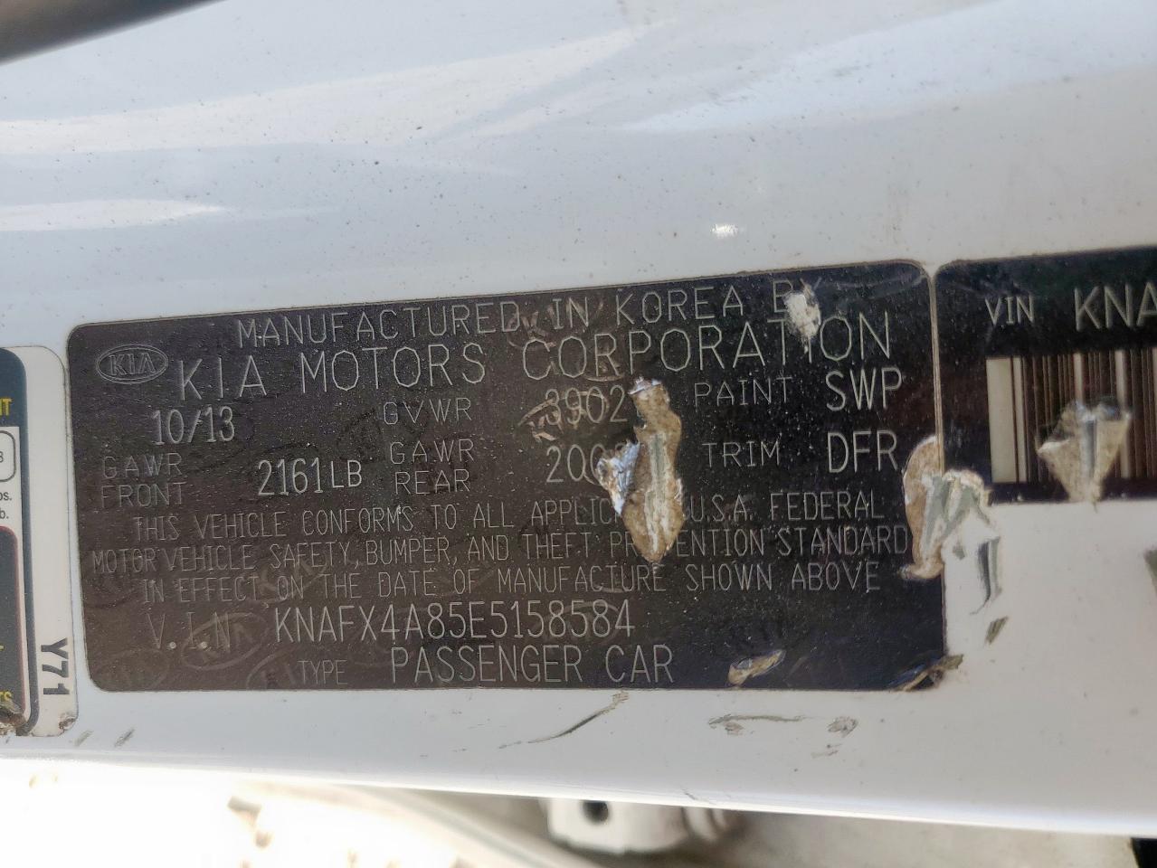 2014 Kia Forte Ex VIN: KNAFX4A85E5158584 Lot: 86081755