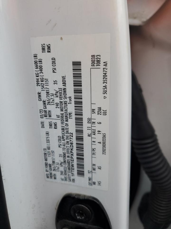 2023 Ford F150 Supercrew VIN: 1FTEW1EPXPKD87722 Lot: 90097425