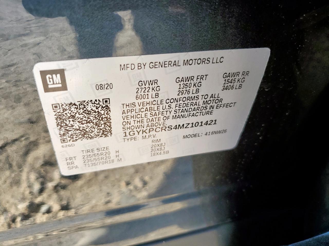 2021 Cadillac Xt6 Premium Luxury VIN: 1GYKPCRS4MZ101421 Lot: 85303505