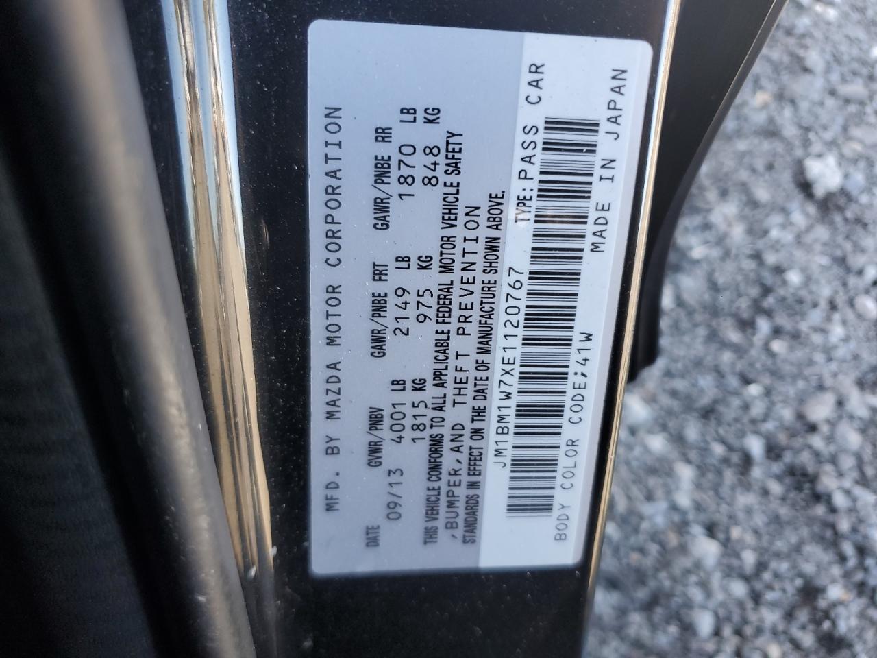 2014 Mazda 3 Grand Touring VIN: JM1BM1W7XE1120767 Lot: 85886625