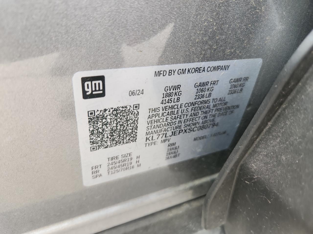 2025 Chevrolet Trax 2Rs VIN: KL77LJEPXSC080794 Lot: 87411055