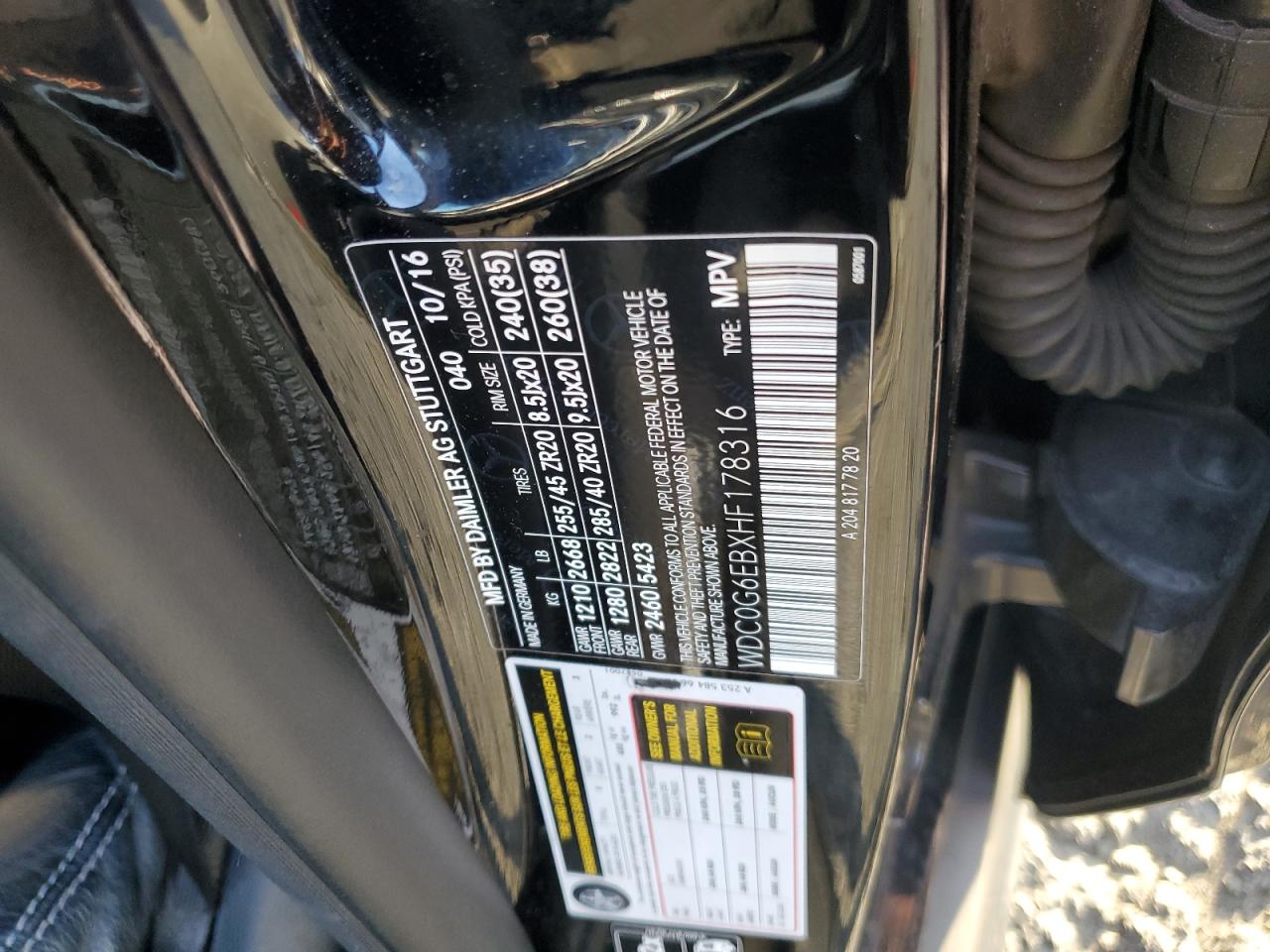 2017 Mercedes-Benz Glc 43 4Matic Amg VIN: WDC0G6EBXHF178316 Lot: 82770915