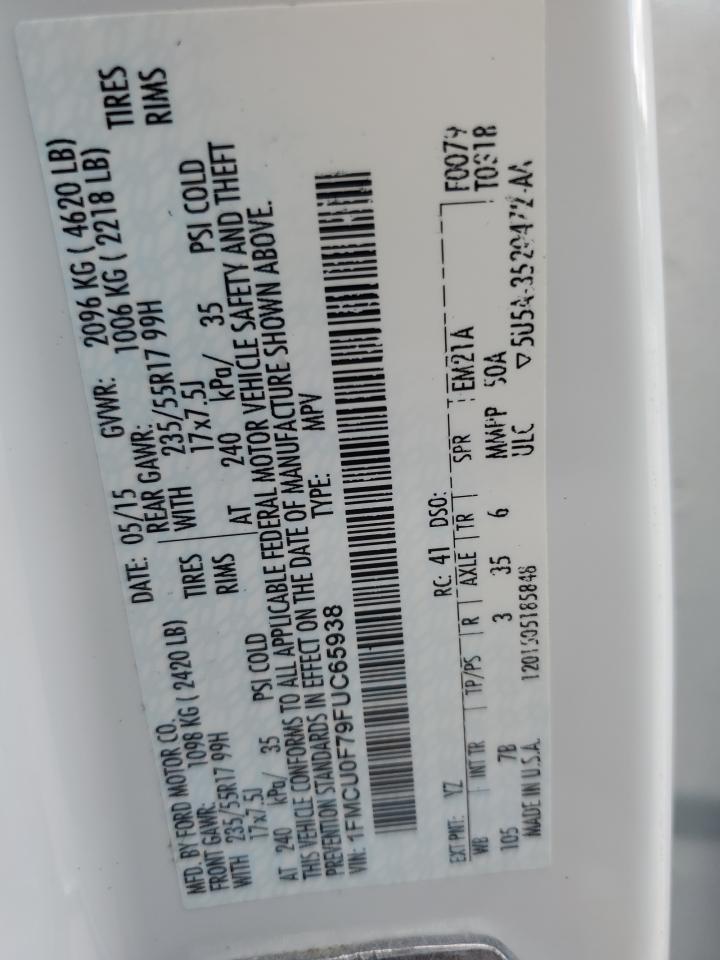 2015 Ford Escape S VIN: 1FMCU0F79FUC65938 Lot: 85581145