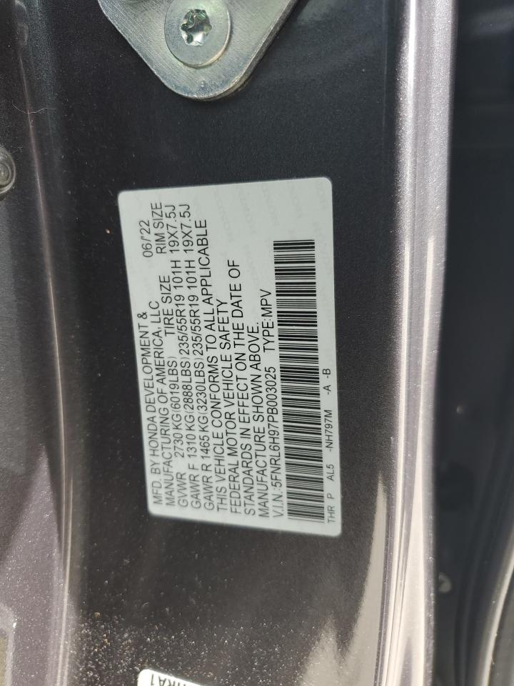 2023 Honda Odyssey Elite VIN: 5FNRL6H97PB003025 Lot: 85940205