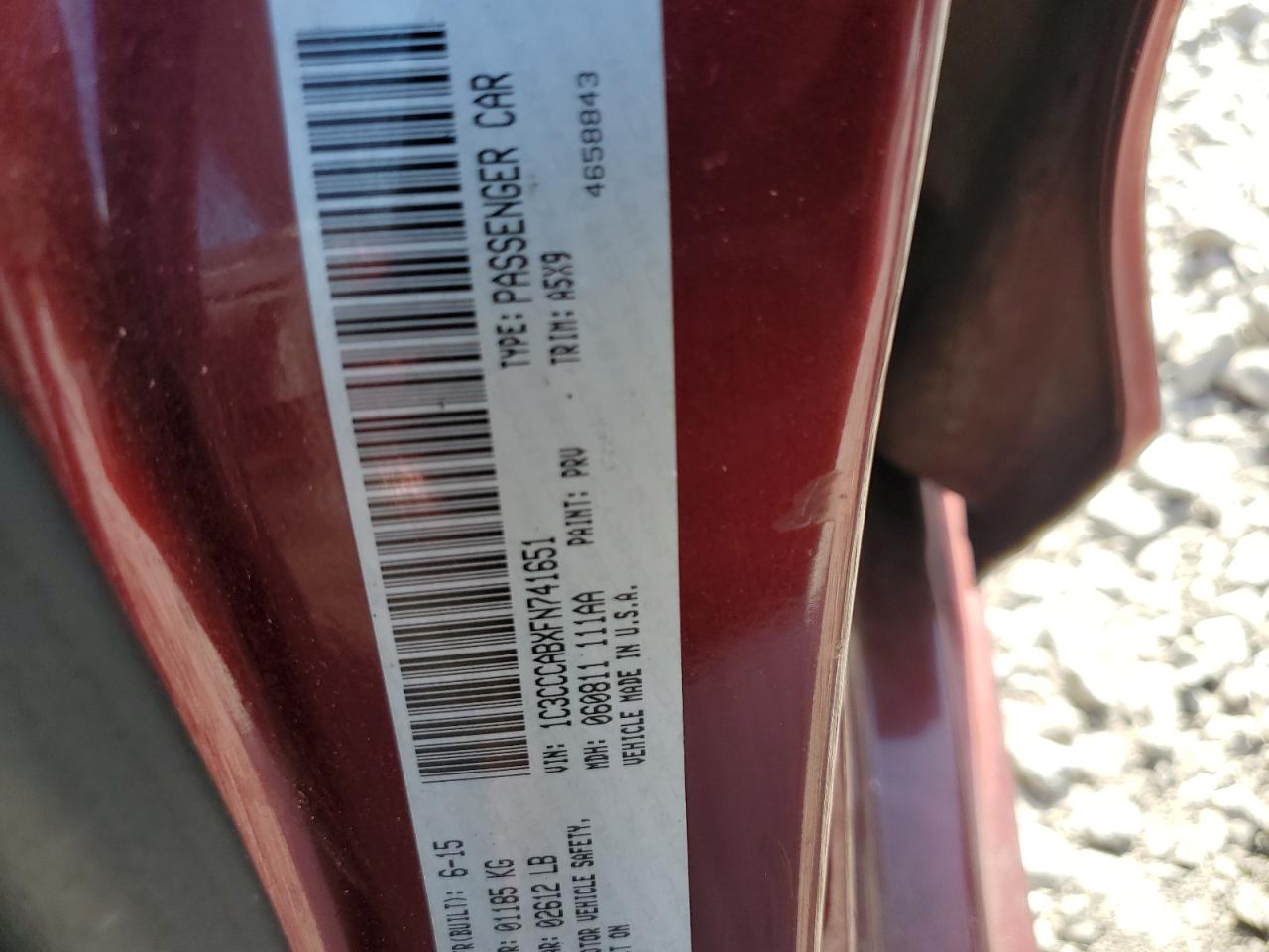 2015 Chrysler 200 Limited VIN: 1C3CCCABXFN741651 Lot: 82390895
