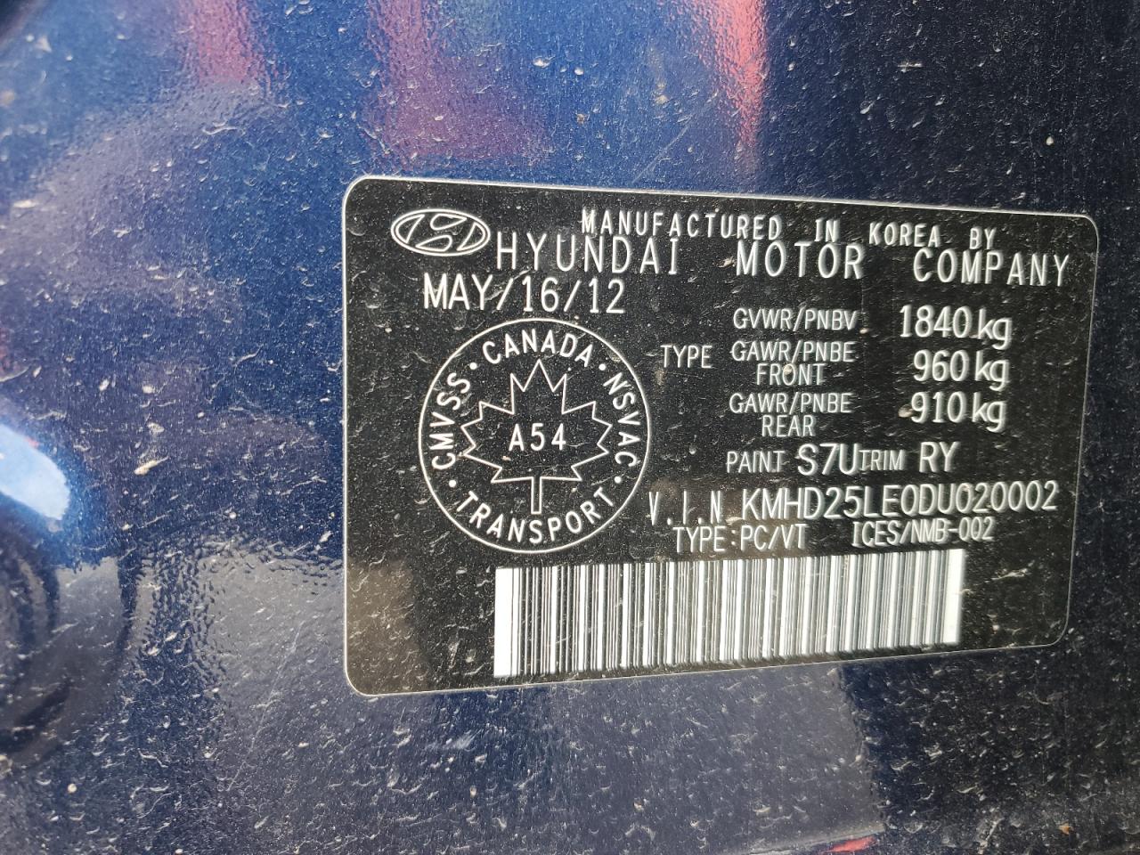 2013 Hyundai Elantra Gt VIN: KMHD25LE0DU020002 Lot: 85671495