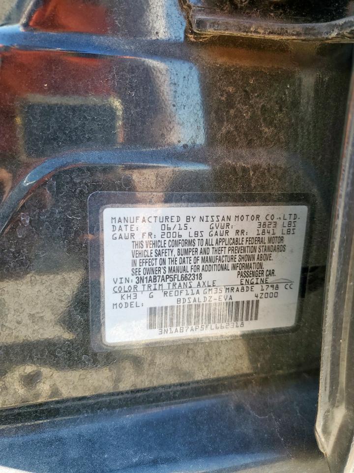 2015 Nissan Sentra S VIN: 3N1AB7AP5FL662318 Lot: 86118845