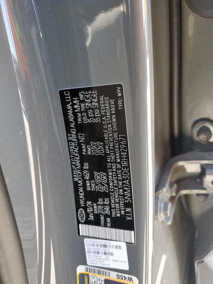 2024 Hyundai Tucson Se VIN: 5NMJA3DE1RH429671 Lot: 80272345