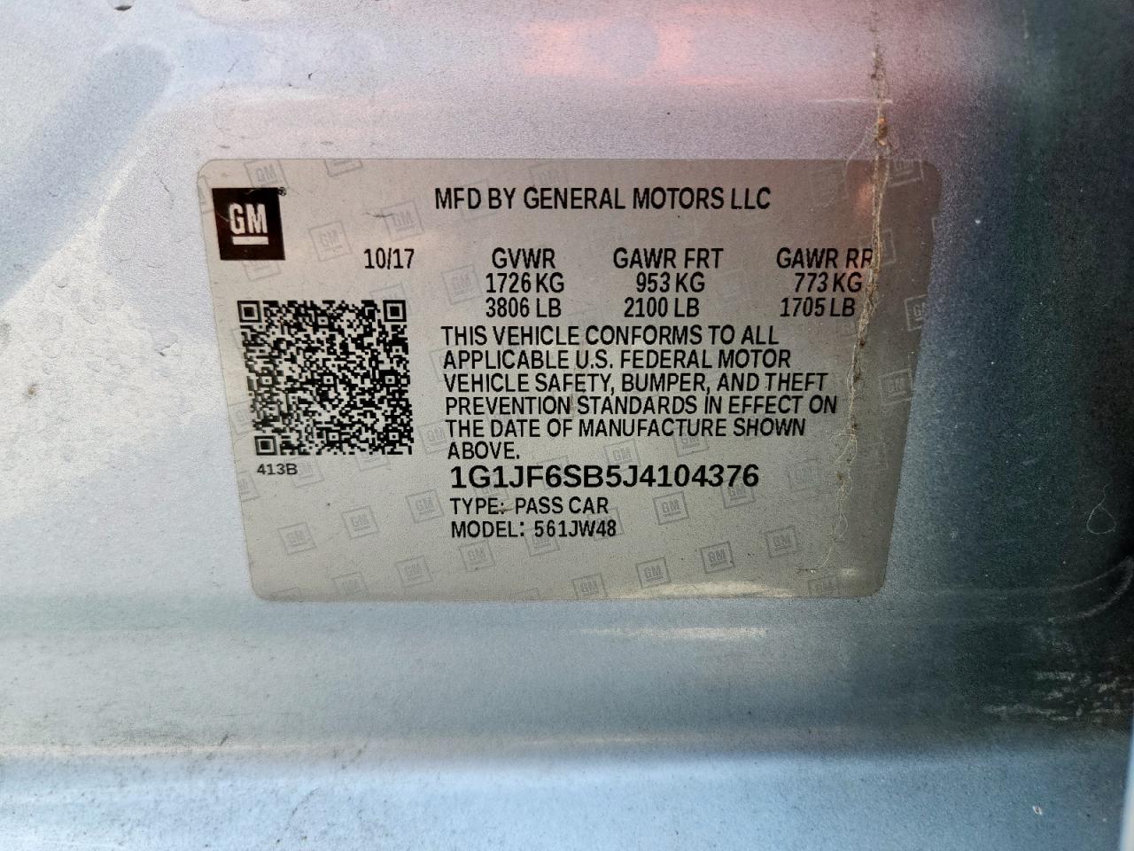 2018 Chevrolet Sonic Premier VIN: 1G1JF6SB5J4104376 Lot: 85380075