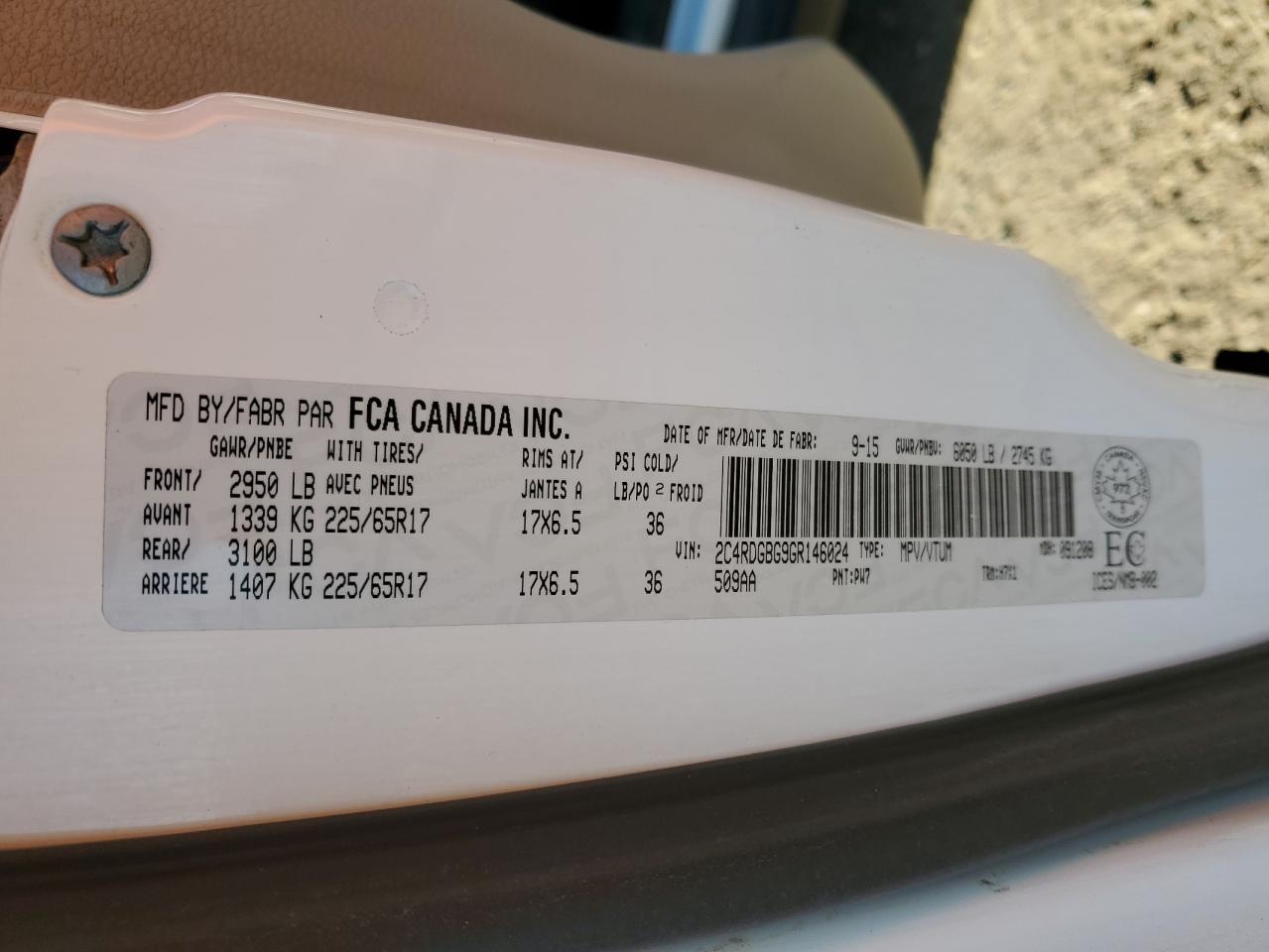 2016 Dodge Grand Caravan Se VIN: 2C4RDGBG9GR146024 Lot: 86264215