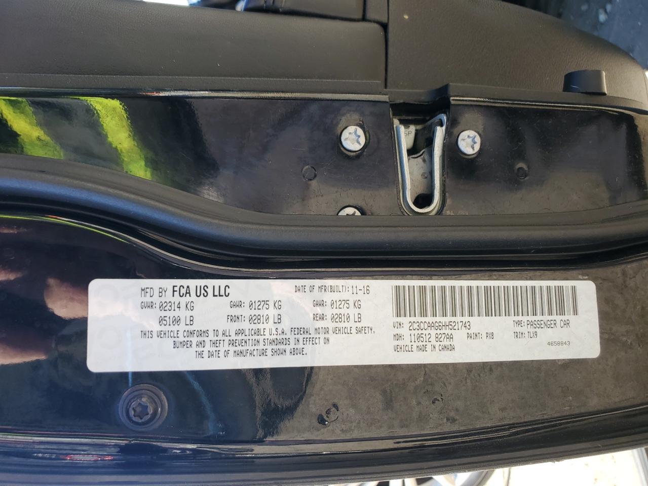 2017 Chrysler 300 Limited VIN: 2C3CCAAG6HH521743 Lot: 86840685