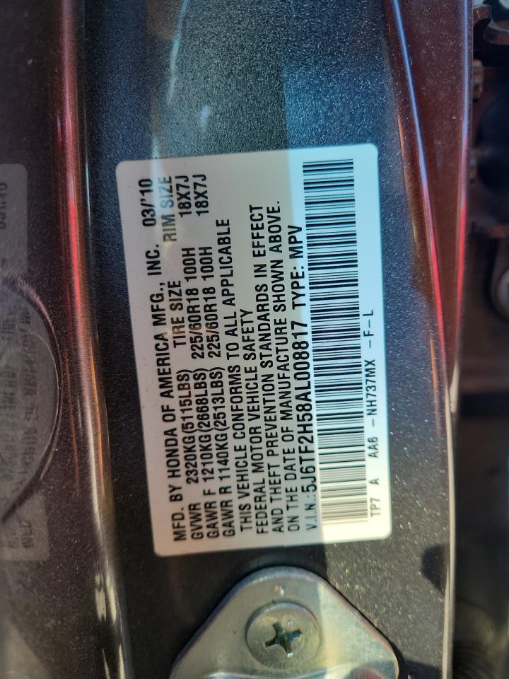 2010 Honda Accord Crosstour Exl VIN: 5J6TF2H58AL008817 Lot: 84188745