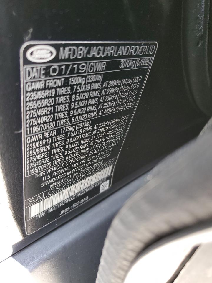 2019 Land Rover Range Rover Hse VIN: SALGS2SV0KA545697 Lot: 89659885