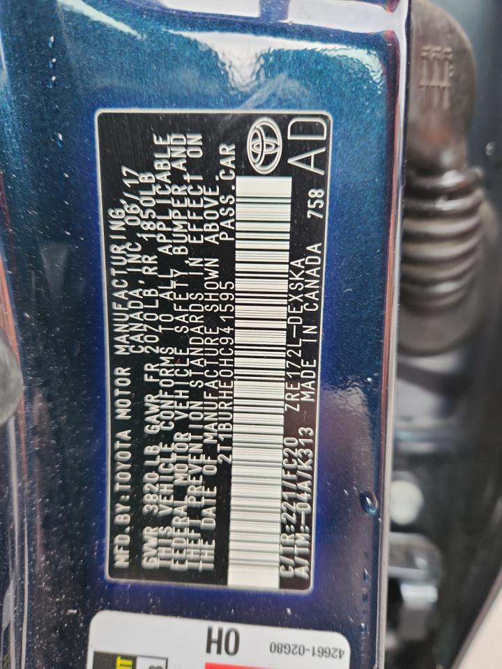 2017 Toyota Corolla L VIN: 2T1BURHE0HC941595 Lot: 86144715