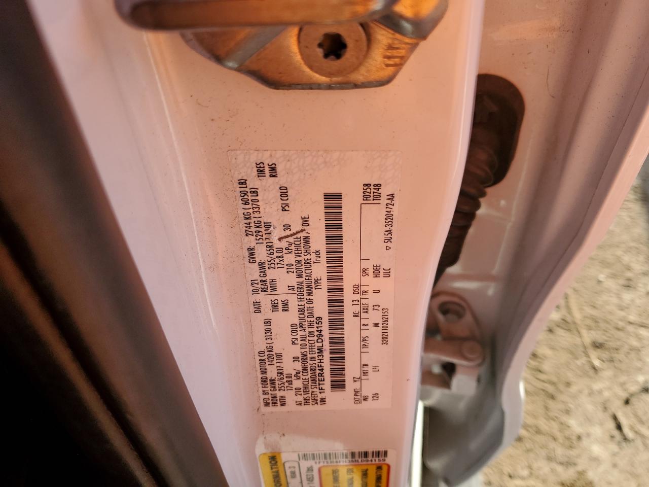 2021 Ford Ranger Xl VIN: 1FTER4FH3MLD94159 Lot: 87446045