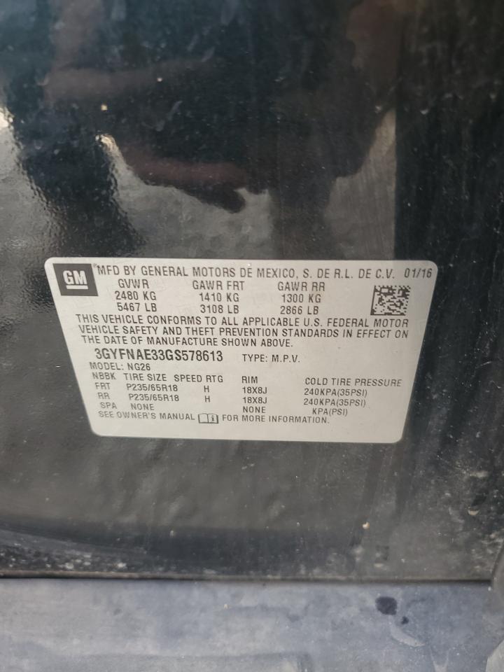 2016 Cadillac Srx VIN: 3GYFNAE33GS578613 Lot: 85848705