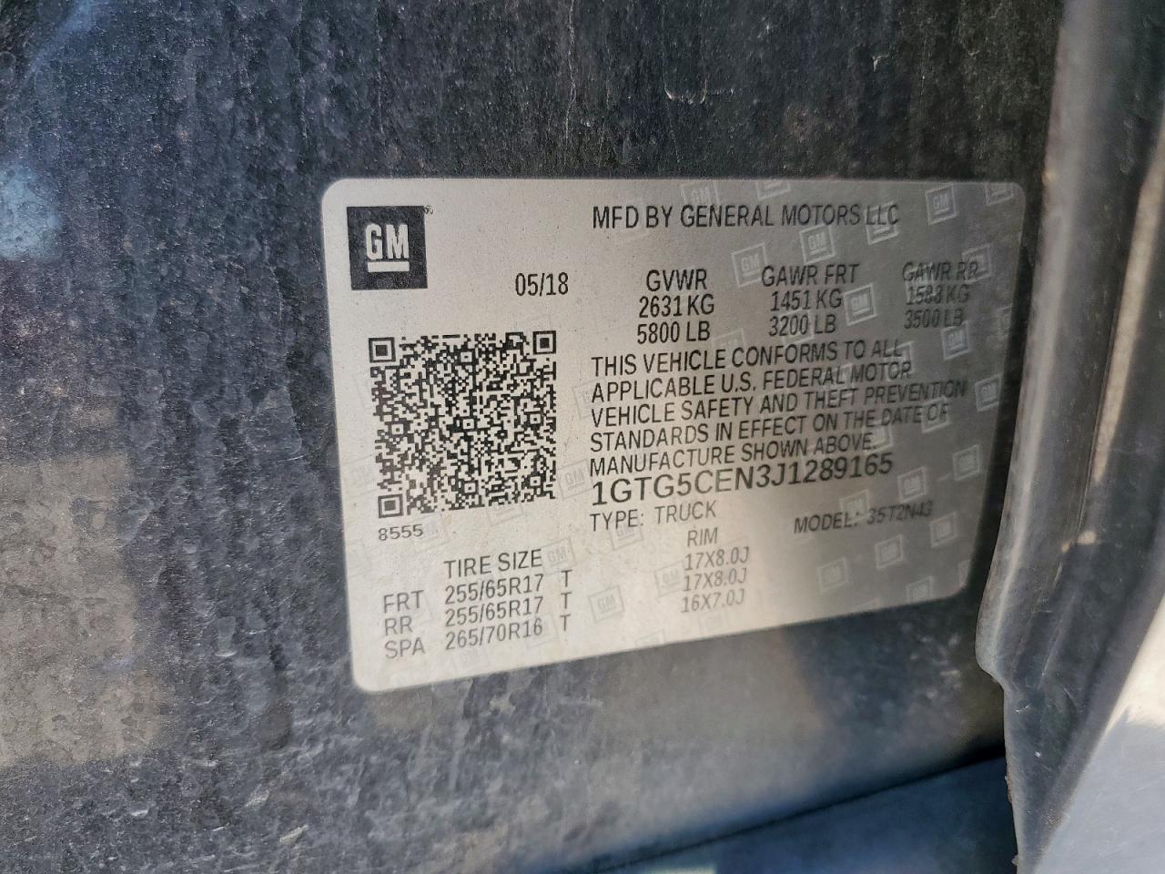 2018 GMC Canyon Sle VIN: 1GTG5CEN3J1289165 Lot: 82349545