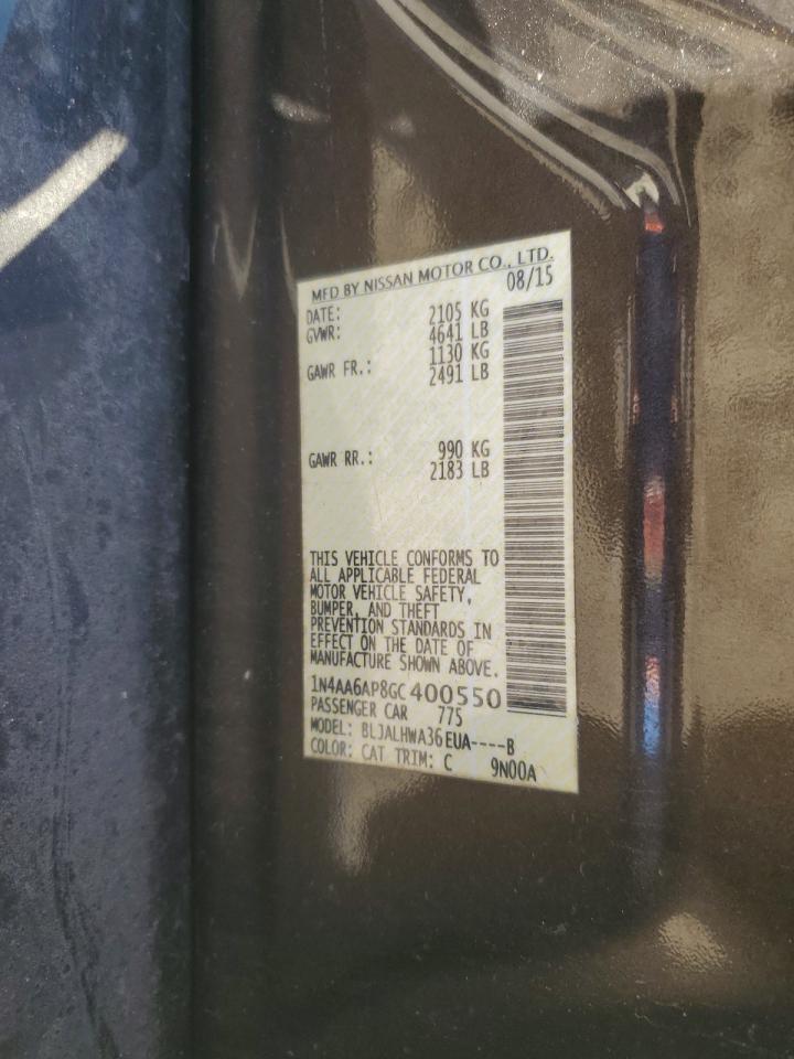 2016 Nissan Maxima 3.5S VIN: 1N4AA6AP8GC400550 Lot: 90435695