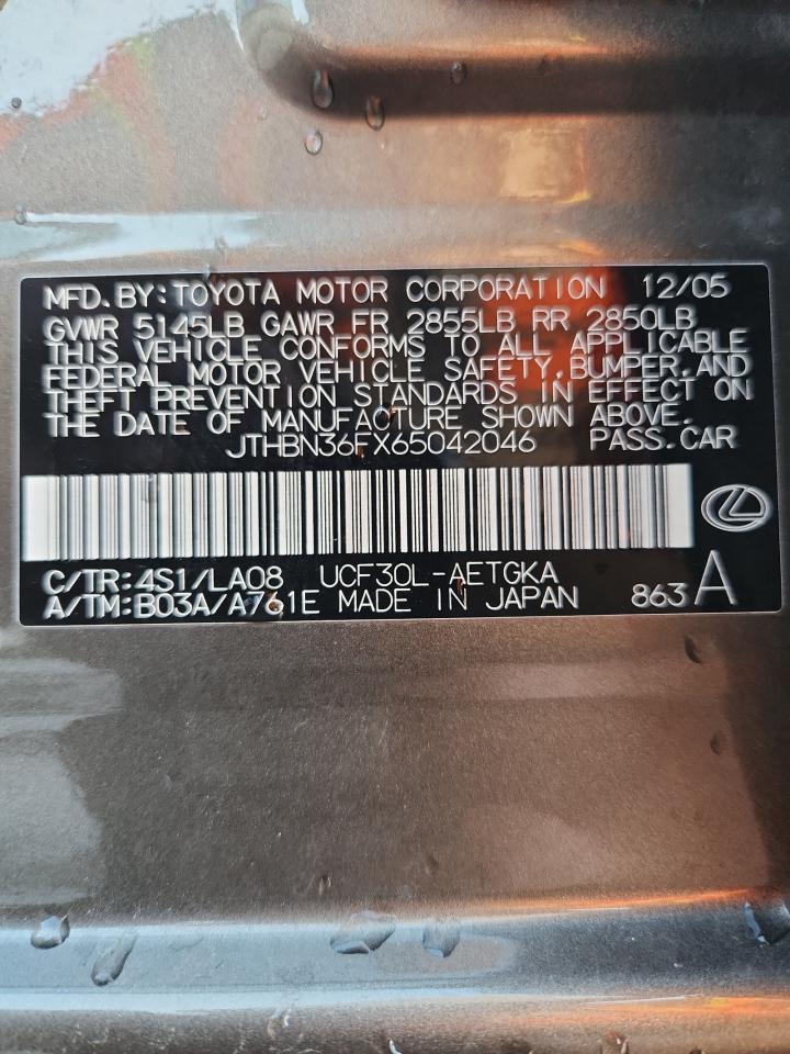 2006 Lexus Ls 430 VIN: JTHBN36FX65042046 Lot: 89911175