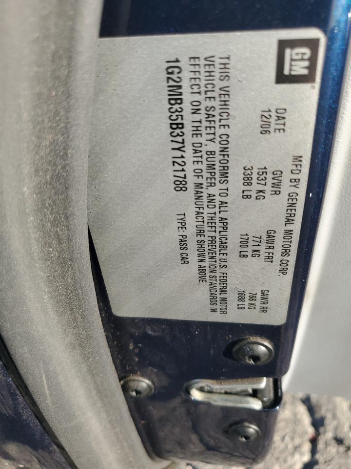 2007 Pontiac Solstice VIN: 1G2MB35B37Y121788 Lot: 90059675