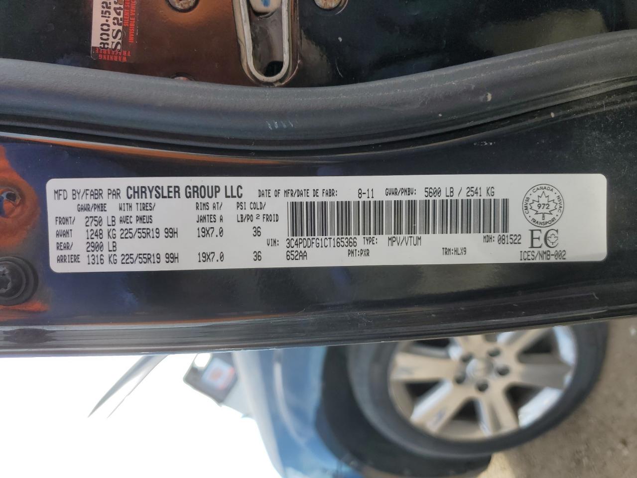 2012 Dodge Journey R/T VIN: 3C4PDDFG1CT165366 Lot: 85912905