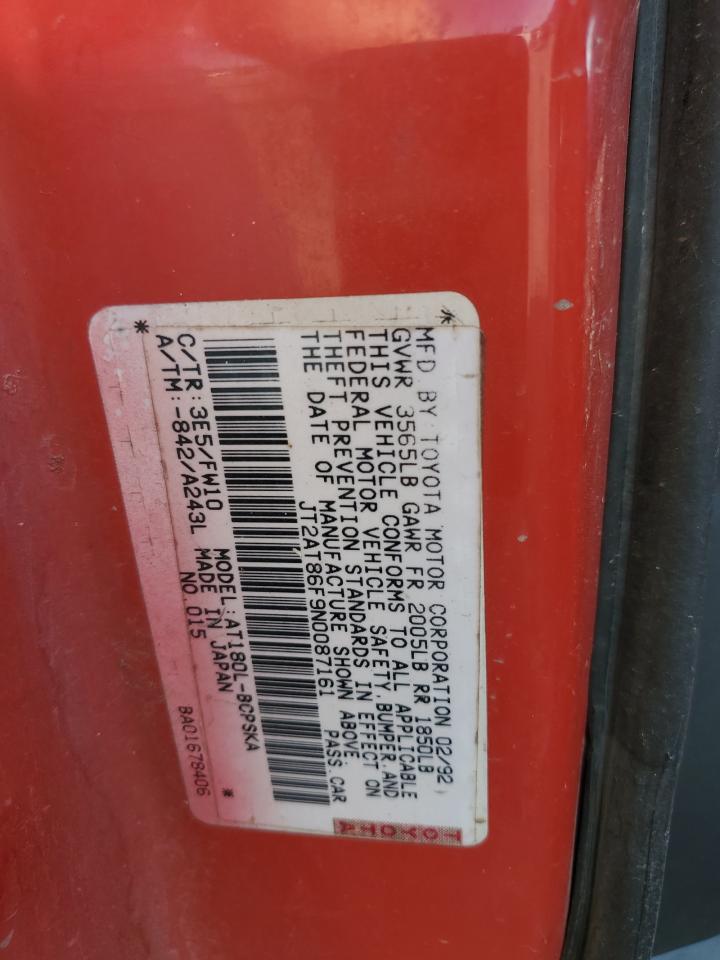 1992 Toyota Celica St VIN: JT2AT86F9N0087161 Lot: 85144165