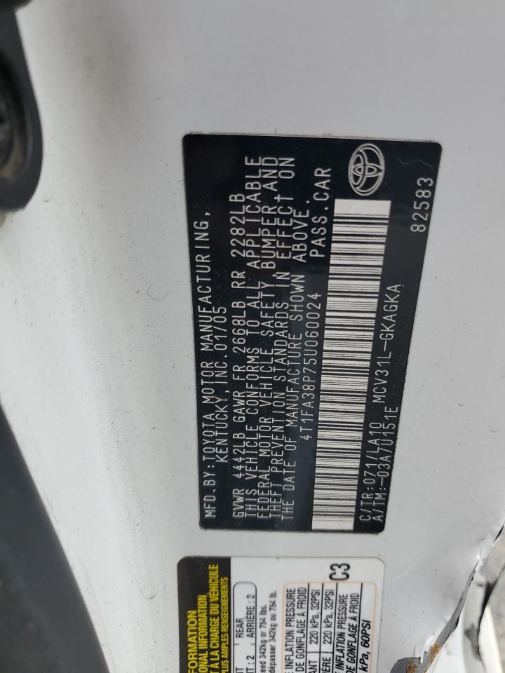 2005 Toyota Camry Solara Se VIN: 4T1FA38P75U060024 Lot: 82001155